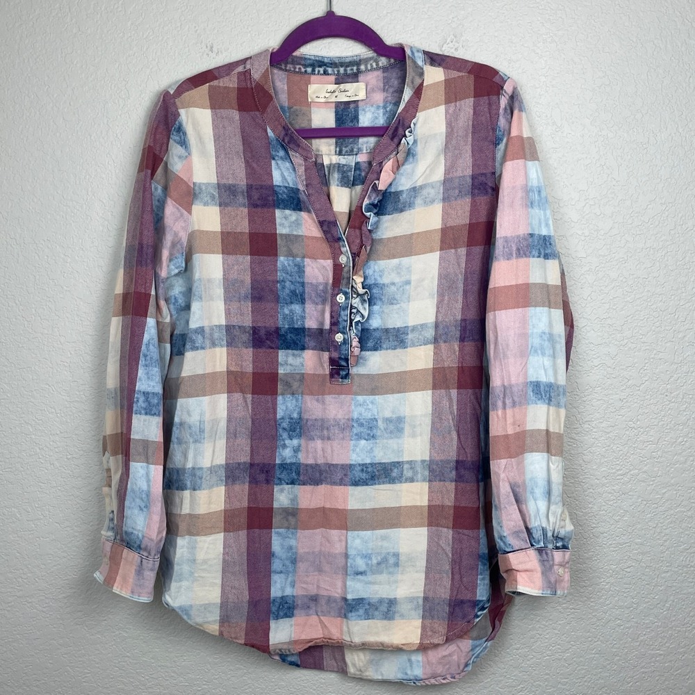 Anthropologie Isabella Sinclair Shirt Womens Medium Flannel Popover Plaid‎ Tunic